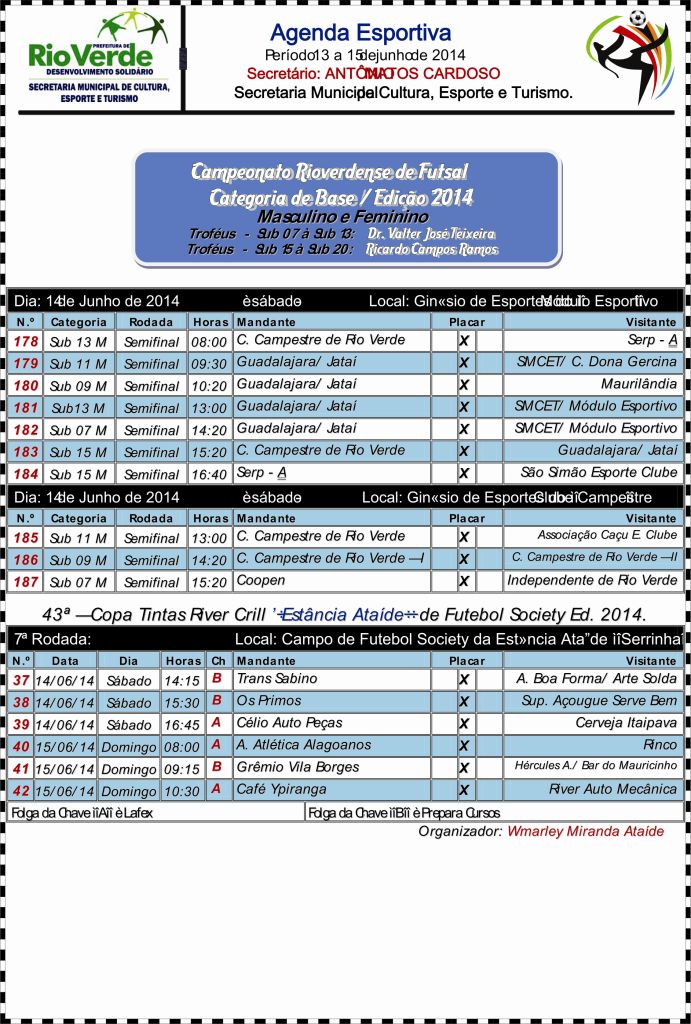 Confira a Agenda Esportiva de Rio Verde para o Final de Semana ...