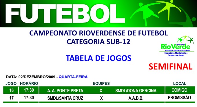 Jogos do Campeonato de Futebol Sub 12 - Prefeitura Municipal de Rio Verde