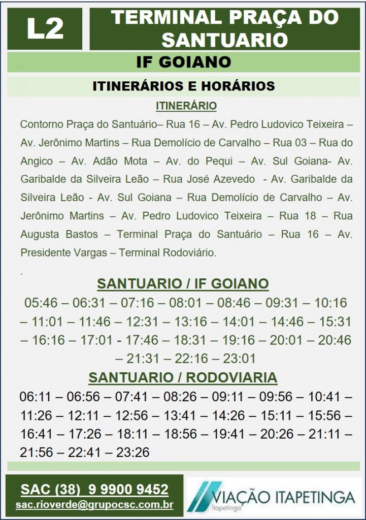 Confira as linhas e horários dos ônibus - Prefeitura Municipal de Rio Verde