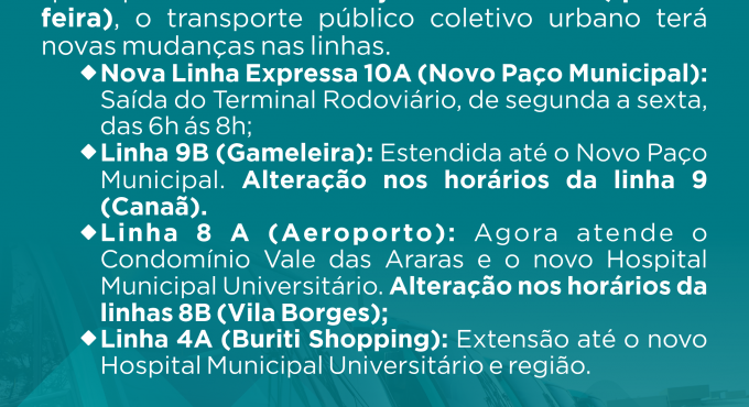 Transporte Público Coletivo Urbano passará por mudanças nas linhas